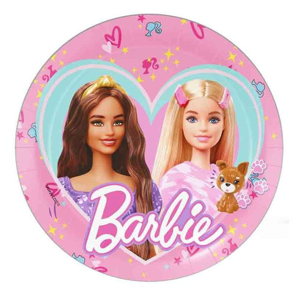 Piatti Barbie in Carta – 18 cm | 8 Pezzi – Decorazioni Festa a Tema