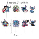 Cake Topper Stitch in Carta – 16 Pezzi (8 Modelli) | Decorazioni per Torta e Cupcake