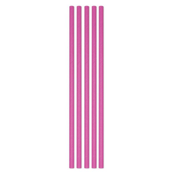 Immagine di Cannucce 20 cm Ecolor in carta Fucsia 50 pezzi