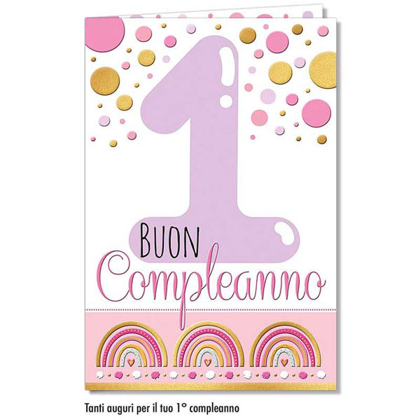 Immagine di Biglietto Auguri 1 anno rosa