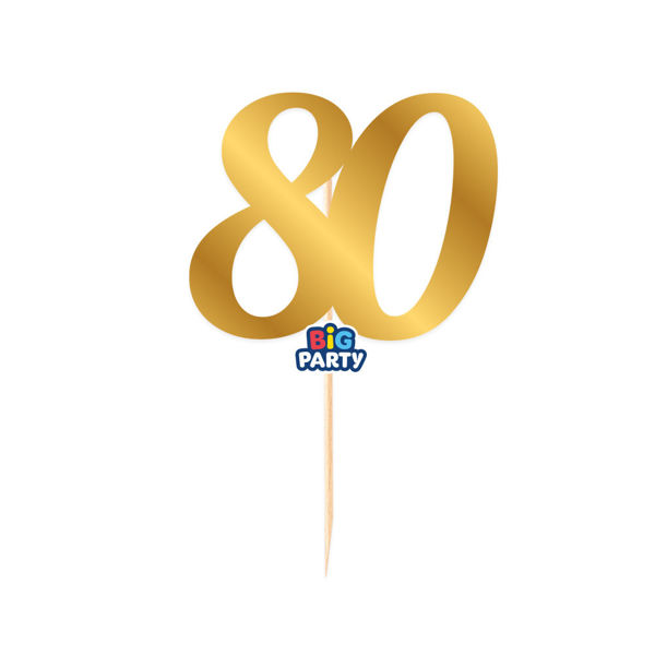Immagine di Mini Cake Topper numero 80 Oro Metal