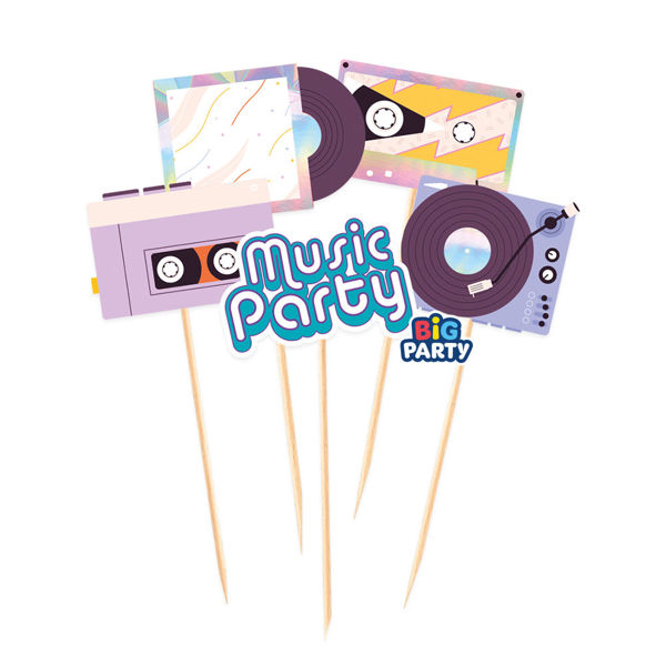 Immagine di 5 Mini Cake Topper Sagomati Music Party