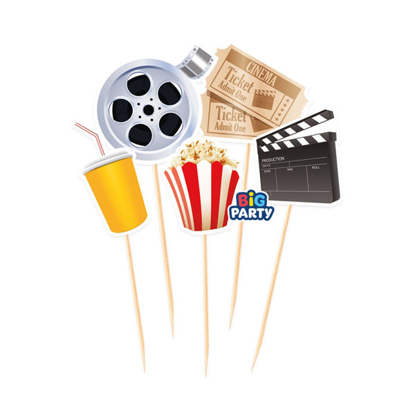 Immagine di 5 Mini Cake Topper Sagomati Cinema
