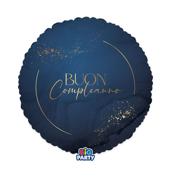 Immagine di Palloncino Mylar 45 cm Buon Compleanno Blu Navy