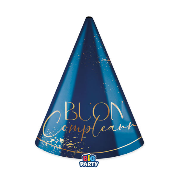 Immagine di 6 Cappellini Buon Compleanno Blue Navy