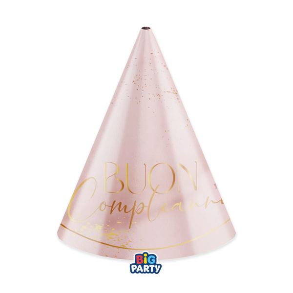 Immagine di 6 Cappellini Buon Compleanno Blush Rose