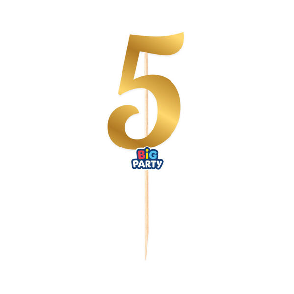 Immagine di Mini Cake Topper numero 5 Oro Metal