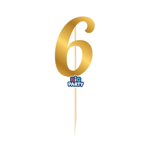 Immagine di Mini Cake Topper numero 6 Oro Metal