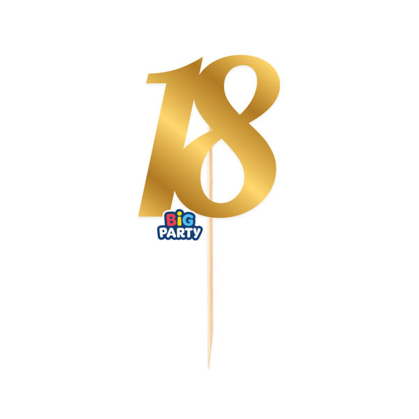 Immagine di Mini Cake Topper numero 18 Oro Metal