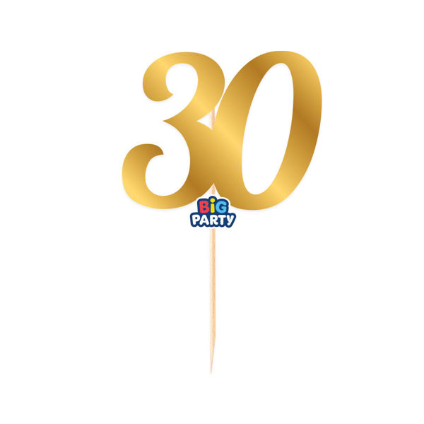Immagine di Mini Cake Topper numero 30 Oro Metal