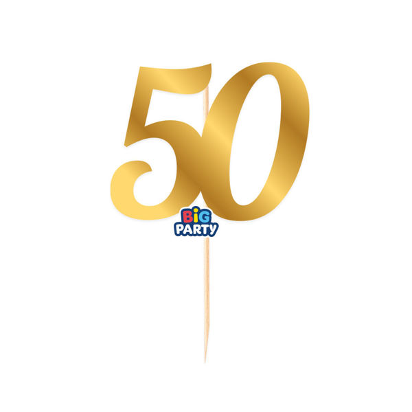 Immagine di Mini Cake Topper numero 50 Oro Metal