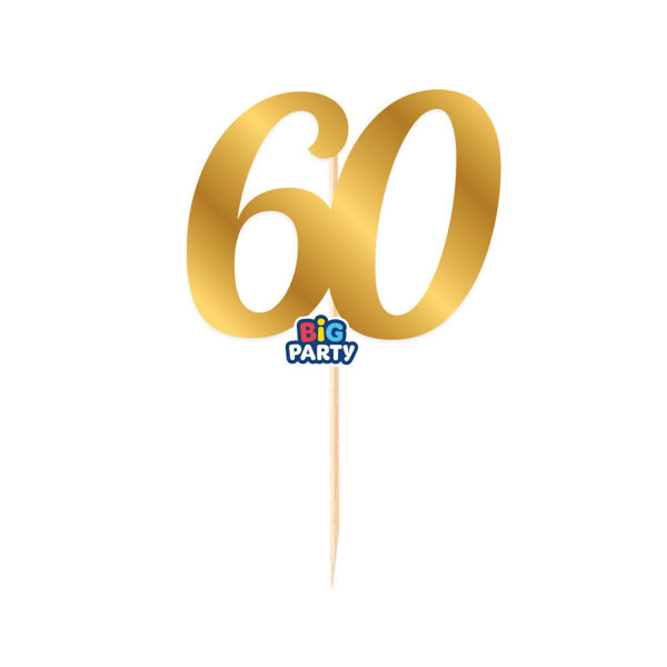 Immagine di Mini Cake Topper numero 60 Oro Metal