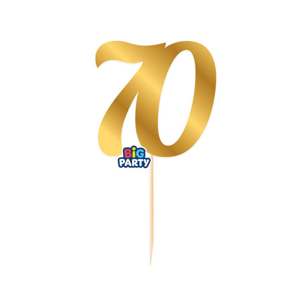 Immagine di Mini Cake Topper numero 70 Oro Metal