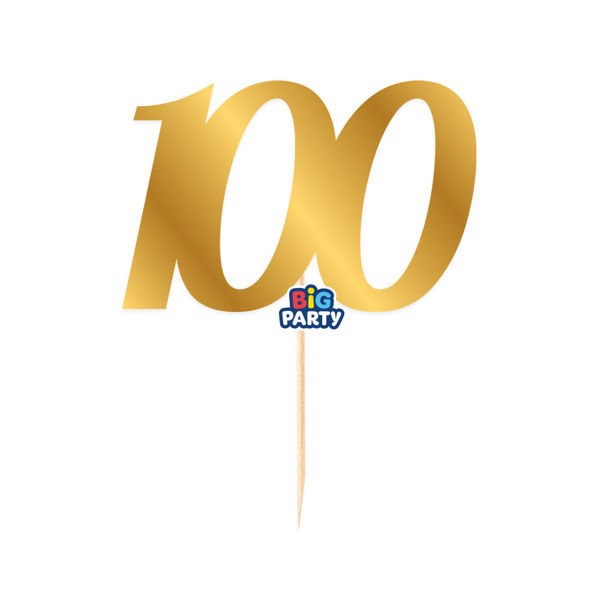Immagine di Mini Cake Topper numero 100 Oro Metal
