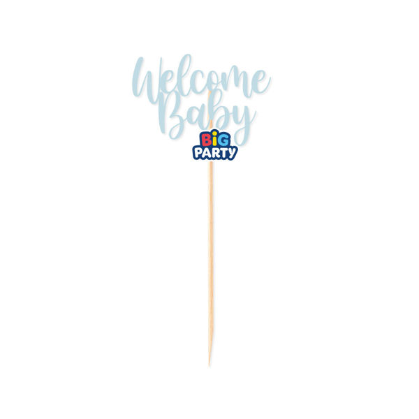 Immagine di Mini Cake Topper Italic Welcome Baby Light Blue