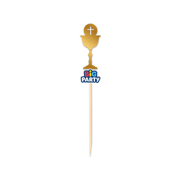Immagine di Mini Cake Topper Calice Comunione Gold Metal