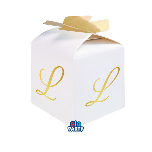 Immagine di 10 Scatoline Cubetto Fiocco Lettera L