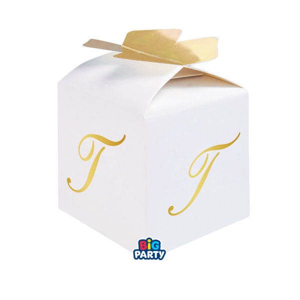Immagine di 10 Scatoline Cubetto Fiocco Lettera T