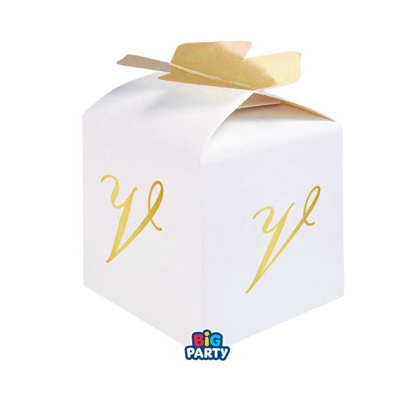 Immagine di 10 Scatoline Cubetto Fiocco Lettera V