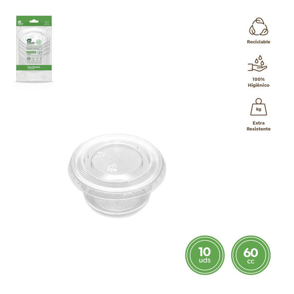 Salsiera con coperchio trasparente 60 cc – Set 10 pezzi