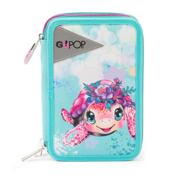 Astuccio GoPop Turtle Bloom triplo con accessori scuola e design tartaruga