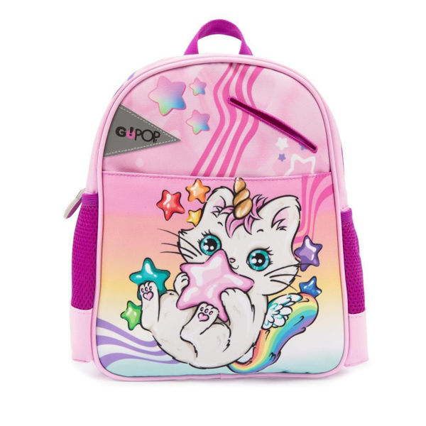 Zaino GoPop Meowcorn rosa con grafica gattocorno per bambine, perfetto per l’asilo
