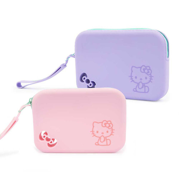 Pochette Hello Kitty in silicone rosa e lilla, 14,5x10x2 cm, vendita singola colori assortiti
