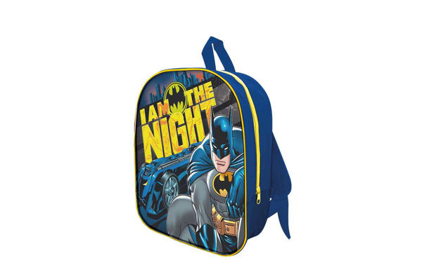 Zaino 32 cm in tessuto con grafica Batman e zip gialla