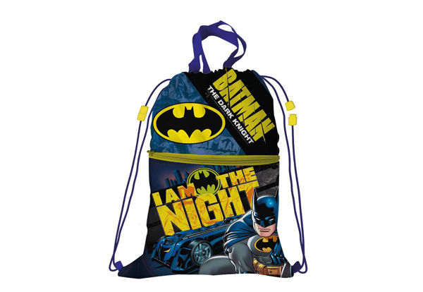 Sacca sportiva 44x33 cm con tasca e grafica Batman DC Comics