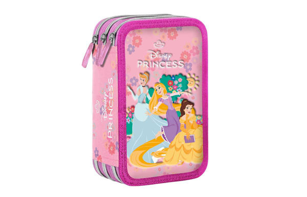 Astuccio Disney Principesse 3 zip con Cenerentola, Rapunzel e Belle