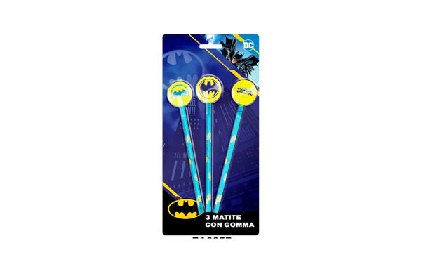 Set 3 matite con gomma Batman DC Comics per scuola