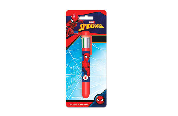 Penna 6 colori con grafica Spiderman Marvel
