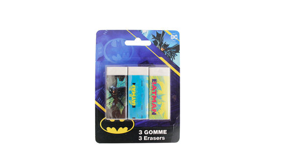 Set di 3 gomme per cancellare con grafiche Batman DC Comics