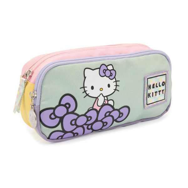 Astuccio 2 zip Hello Kitty con colori pastello e grafica dolce