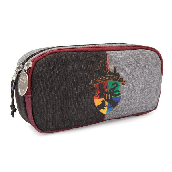 Astuccio doppia zip Harry Potter con stemma Hogwarts e due scomparti