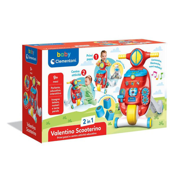 Valentino Scooterino Baby Clementoni – Primi passi e centro attività 2 in 1 per bambini 9+ mesi
