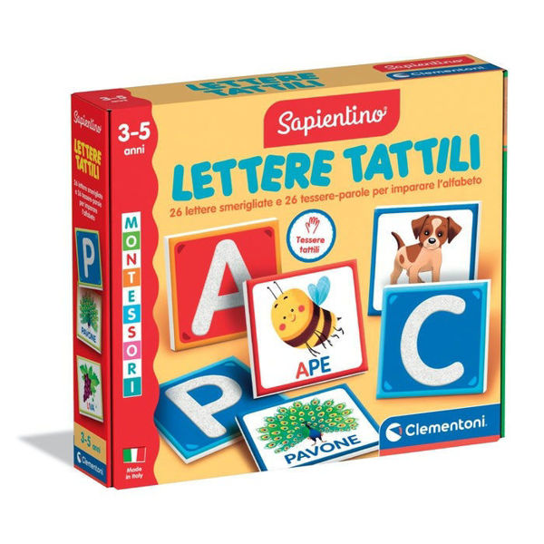 Gioco Montessori Clementoni Lettere Tattili con alfabeto smerigliato per bambini dai 3 anni
