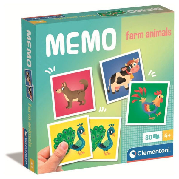 Gioco di memoria Memo Farm Animals Clementoni con 80 tessere animali della fattoria