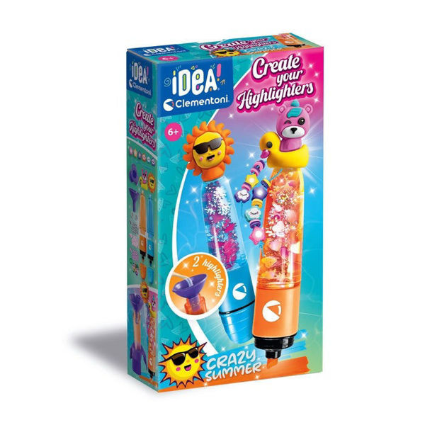 Kit creativo “Create Your Highlighters – Crazy Summer” con evidenziatori decorabili e stickers