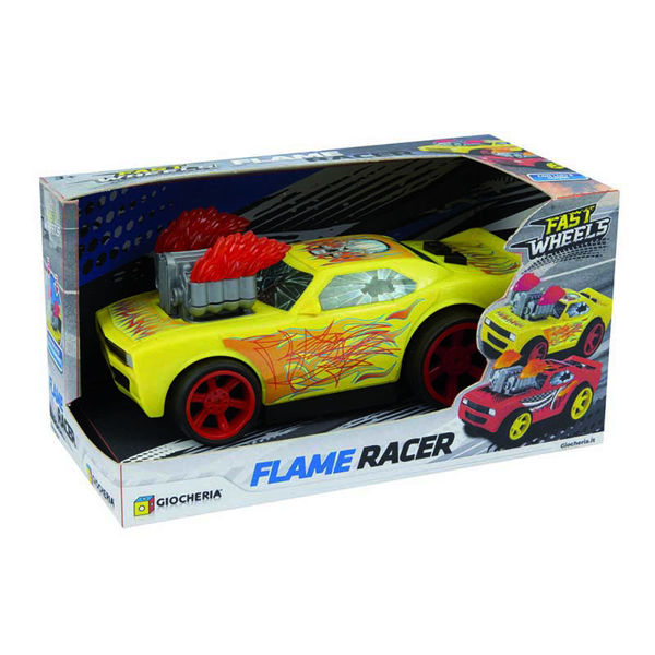 Macchina gialla Flame Racer con luci e suoni realistici