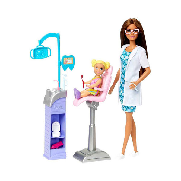 Playset Barbie Carriera Dentista con Barbie, bambina paziente e accessori odontoiatrici