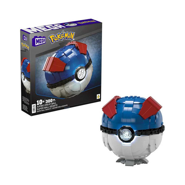 Mega Great Ball Pokémon Jumbo costruibile con luce LED e piedistallo da esposizione
