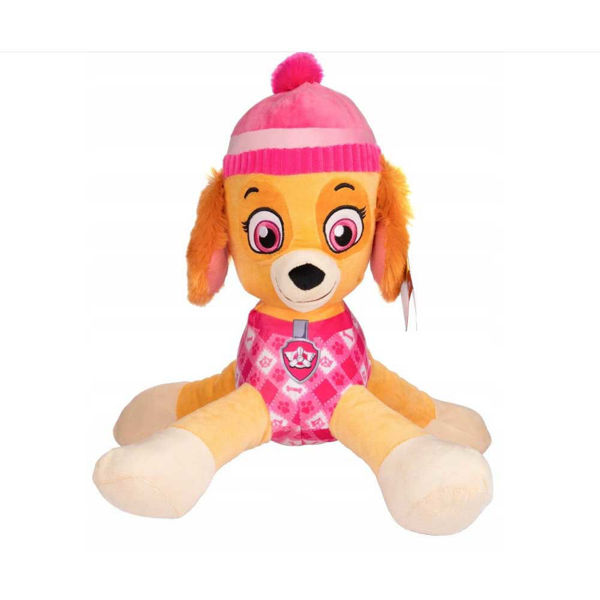 Peluche Paw Patrol Skye da 50 cm con cappellino rosa invernale