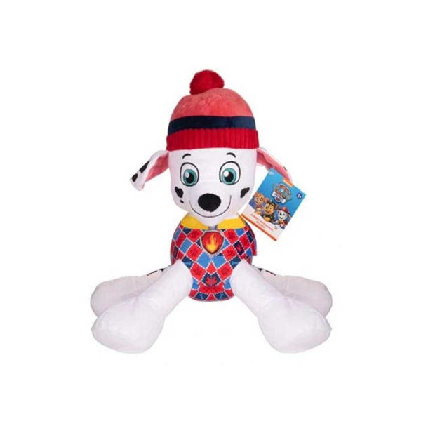 Peluche Paw Patrol Marshall da 50 cm con cappellino rosso invernale