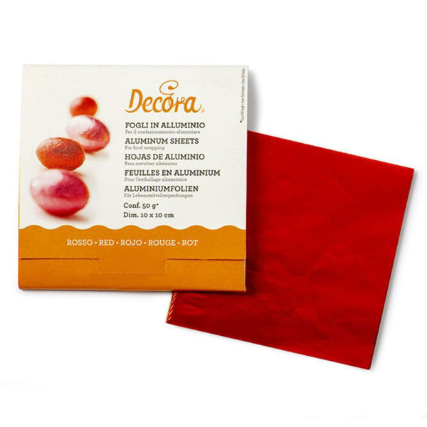 Foglietti in alluminio rosso per cioccolatini e praline – 150 pezzi 10x10 cm