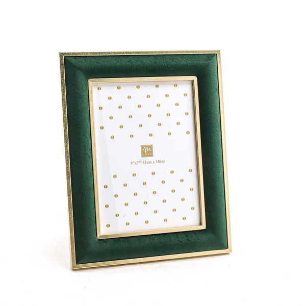Cornice foto 13x18 cm in velluto verde elegante con misura esterna 19x2xH.24 cm
