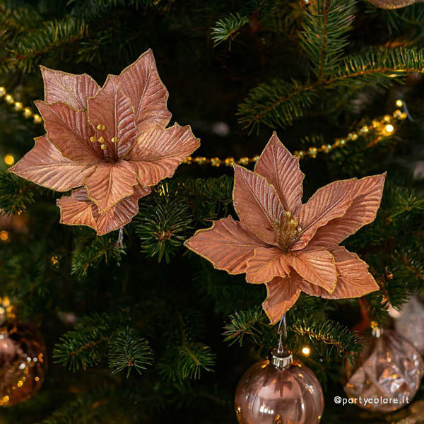 Pick Stella di Natale con pinza colore Rosa Gold decorazione natalizia