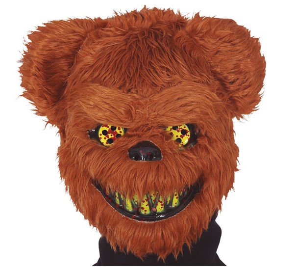Maschera orso horror pelosa con denti mostruosi per Halloween