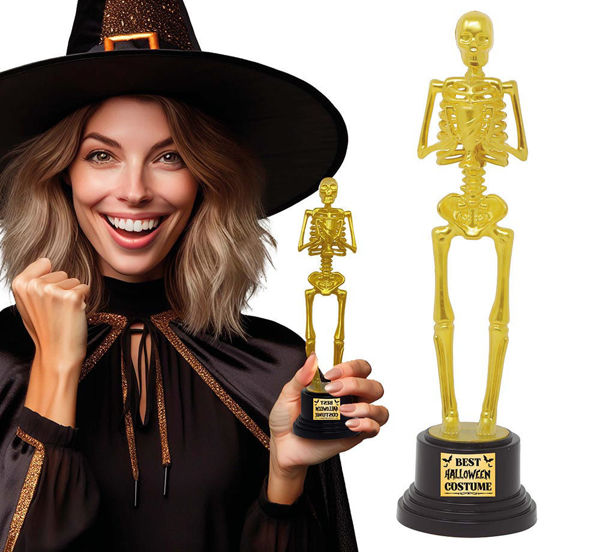 Premio miglior costume scheletro dorato 23 cm per Halloween