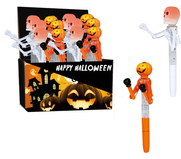 Stilografica Halloween pugili con luce a forma di scheletro e zucca